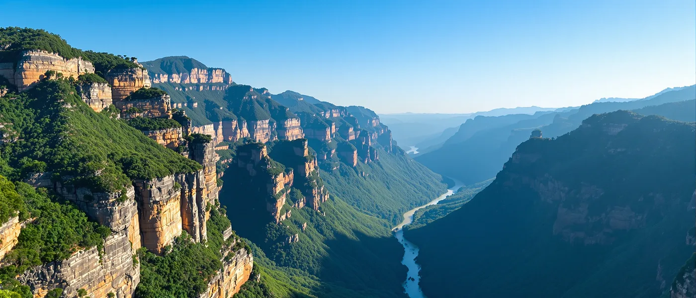 Chicamocha Canyon dramatic cliff views with green valley below