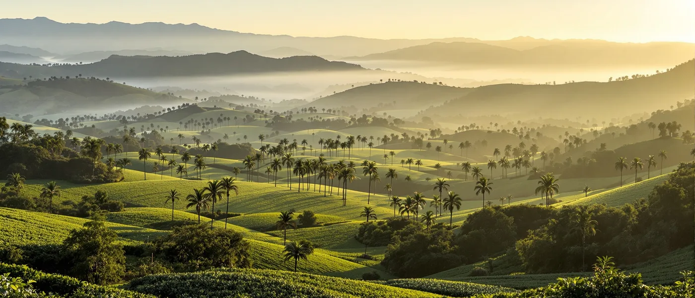 Cocora Valley with towering wax palms and rolling green coffee hills